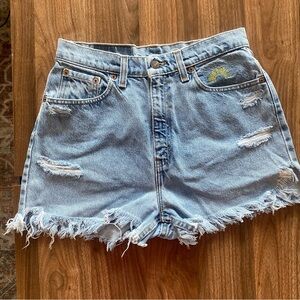 Embroidered Levi 521 Cut Off Shorts Size 27”